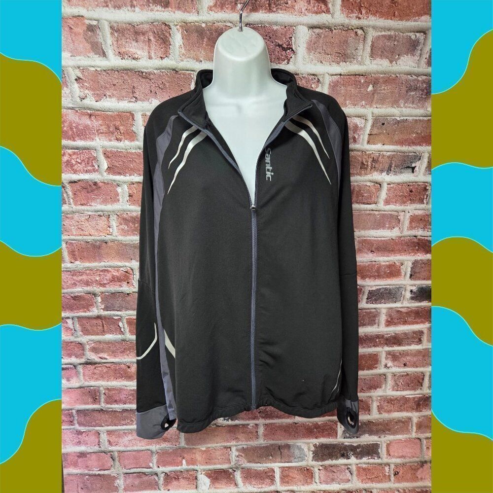 Santic Biking Jacket XL | Black Power Dry Zip Mock Neck Cycling Top‎ Athleisure